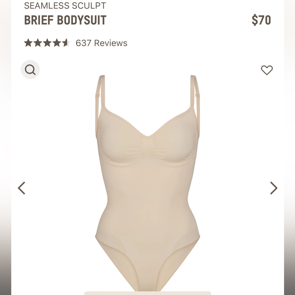 Skims Seamless Sculpt Brief Bodysuit S/M Sand NWT in Sand